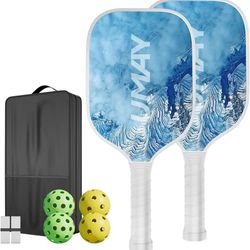 UMAY Fitness Pickleball Paddles Set of 2, USAPA Approved Fiberglass Surface Pickleball Rackets with 4 Indoor & Outdoor Pickleball Balls, Pickleball 