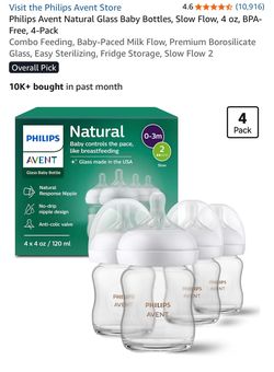 Philips Avent Natural Glass Baby Bottles 4-Pack