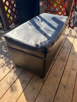 Black Faux Leather Storage Ottoman
