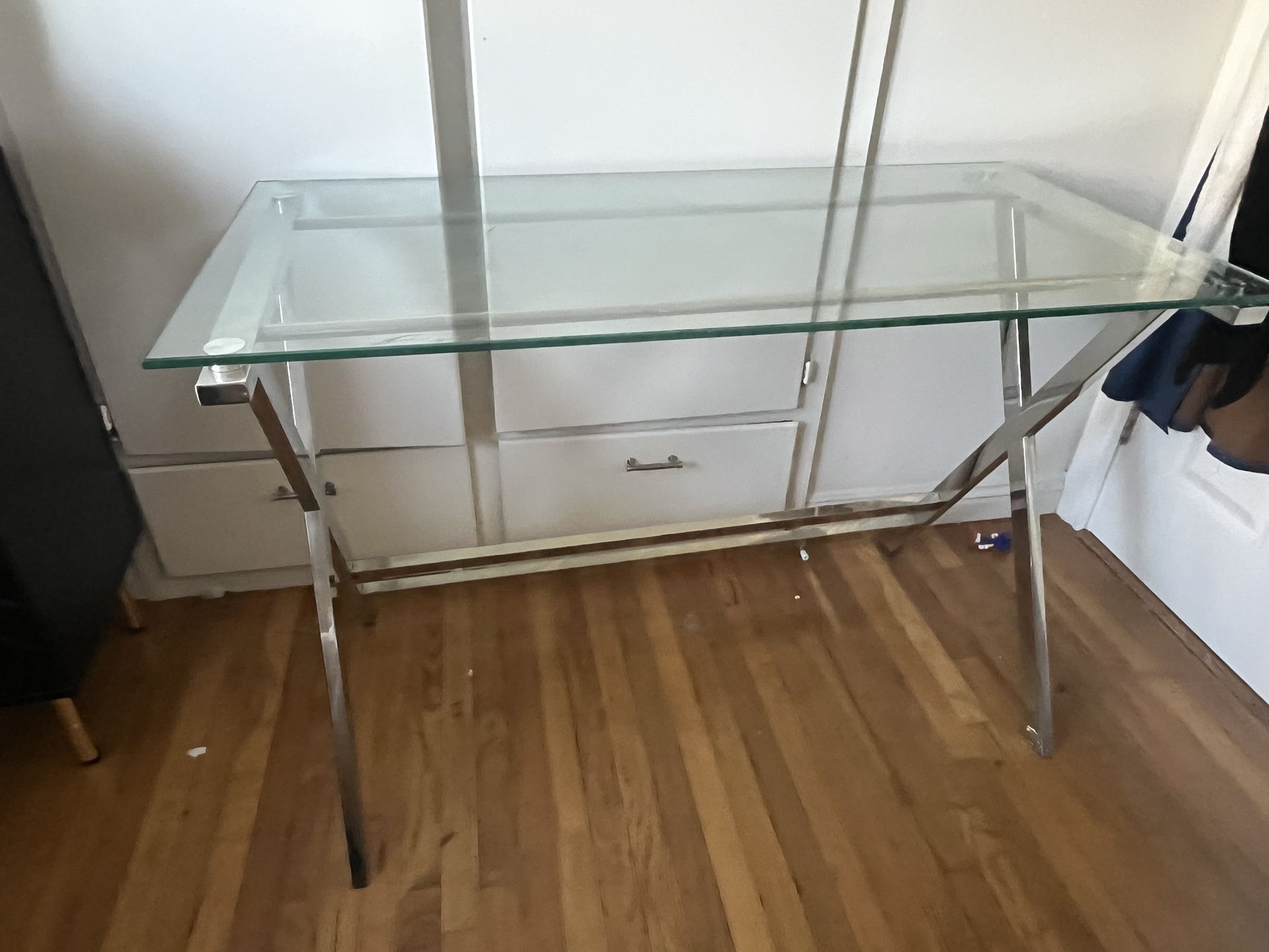 Glass And Chrome Console Table