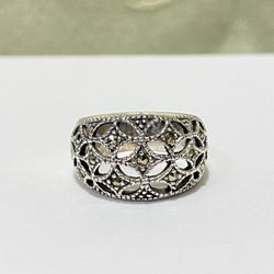 Sterling Filigree Marcasite Ring
