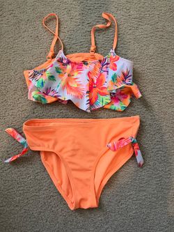 Justice Girls Size 14 Tropical Floral Two-piece Swimsuit