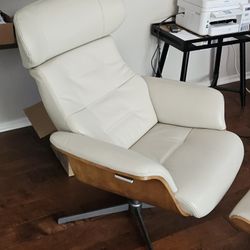 Leather Ergo Retro Chair & Ottoman