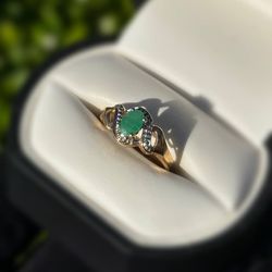 Jewelry 10k solid yellow gold malachite 0.5CTW ring sz 7.00