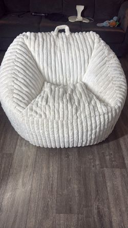 White Chunky Cord Bean Bag Chair