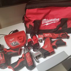 Milwaukee 12v Cordless Tools  - 5 Tools + Batteries  + Bag + Accessories 