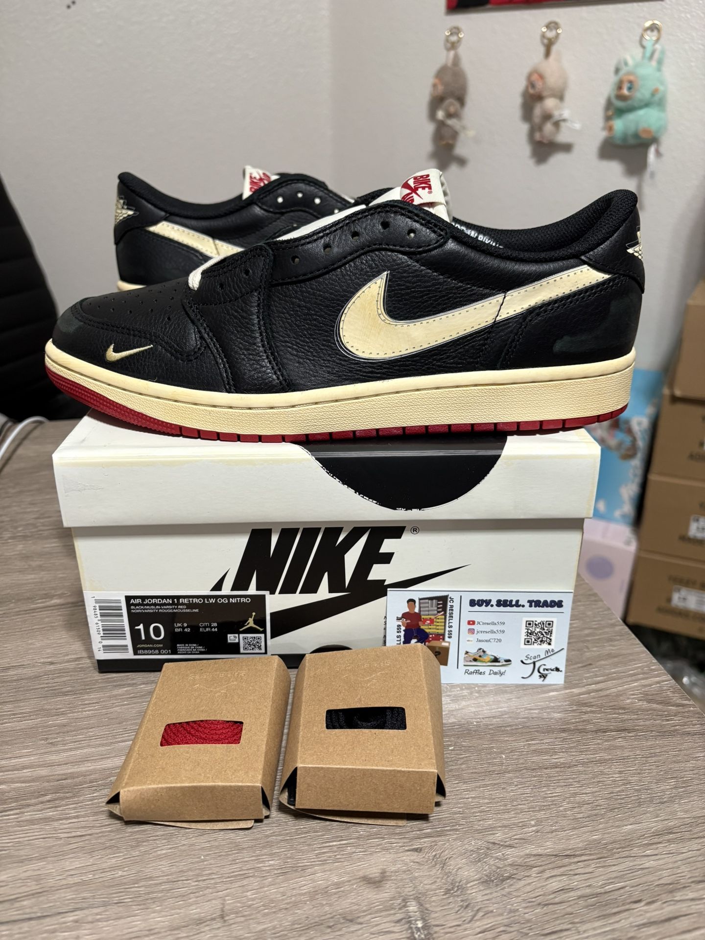 Size 10 - Nigel Sylvester x Air Jordan 1 OG Low Better With Time Bike Black