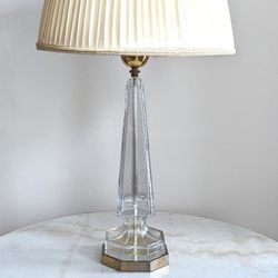 Stiffel Mid Century Large Glass Brass Table Lamp