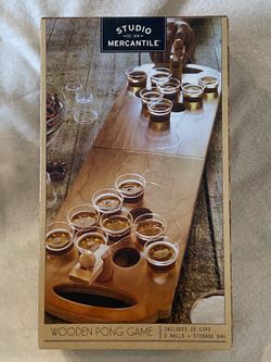 NEW! WOOD BEER PONG GAME SET - STUDIO MERCANTILE