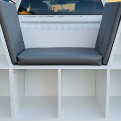 Kids Reading Nook Organizer with Storage Bookshelf and Detachable Cushions, 6-Cubby Bookcase Cabinet for Kids Room and Bedroom, White