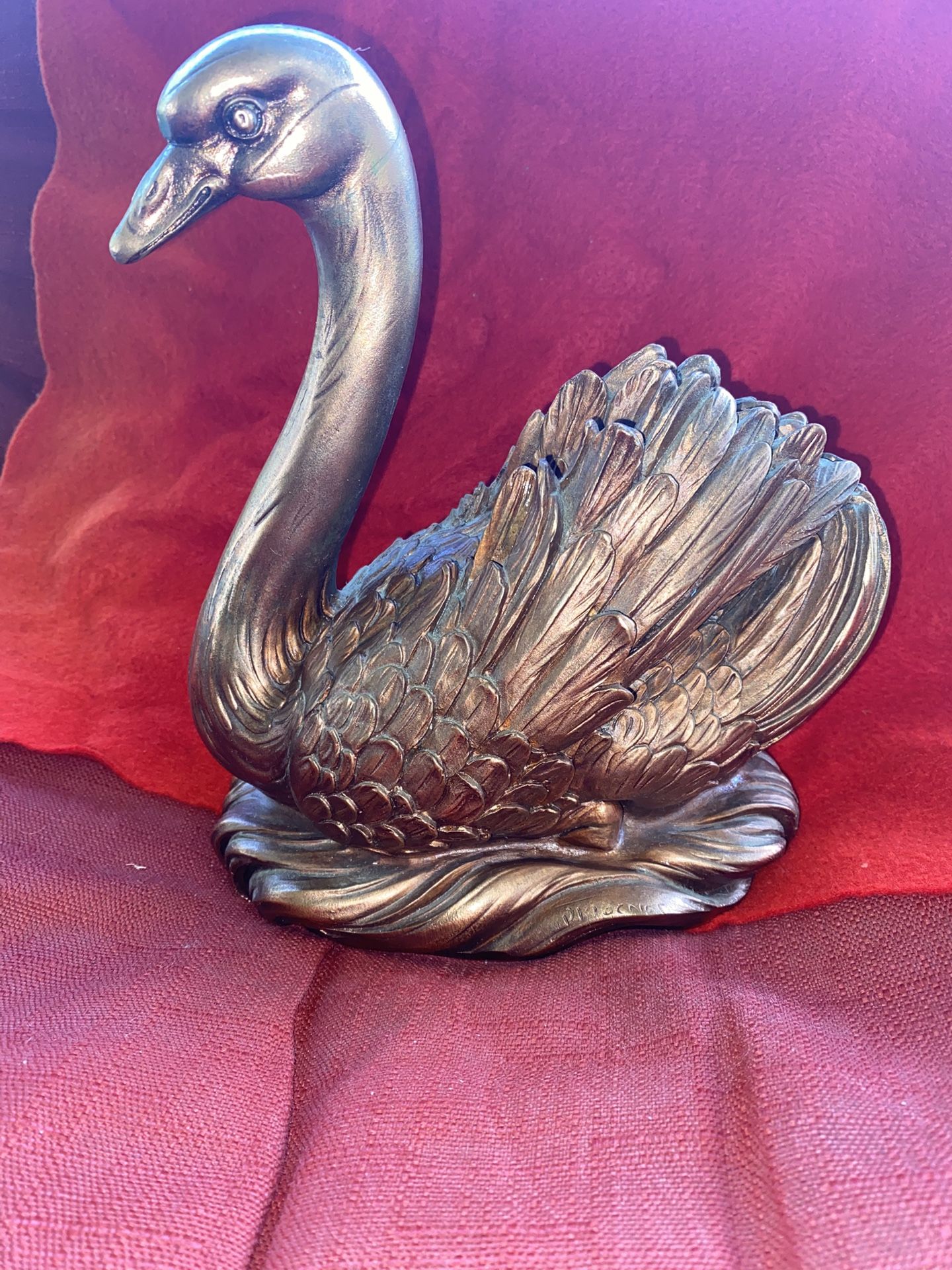8.5 Copper Plated Alabaster Greek Swan Statue Imported From Greece (4 available)