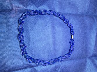 Blue Twisted Seed Bead Necklace