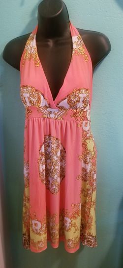 Cute Orange Coral Color Summer Dress..size large womens..Brand New!