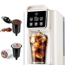 Hot & Iced Coffee Maker W/Bold Setting Single Serve Coffee Maker Reusable Filter