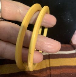 Two Vintage Bakelite Bangles Butterscotch/mustard Color Yellow
