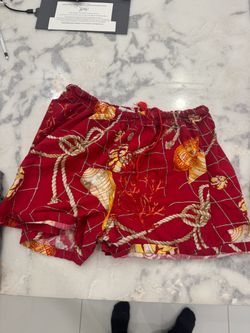 Pair of VALENTINO Red Nautical Print Swim Shorts - Retail: $1295