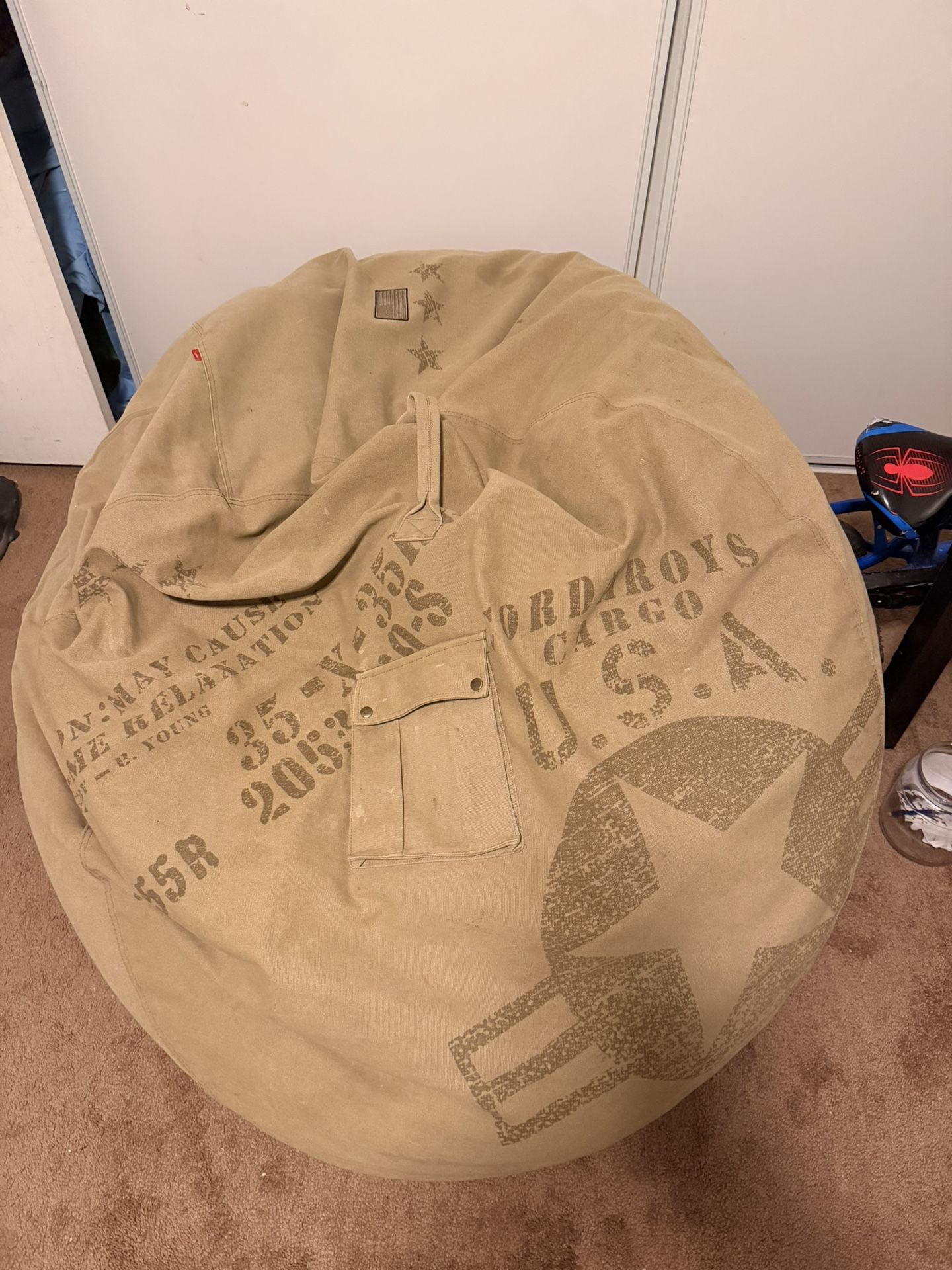 CordaRoy’s Queen Convertible Bean Bag Chair (Turns Into Bed) – Cargo Military Style 