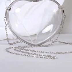 Clear Heart Shaped Clutch Purse