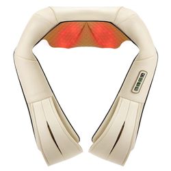 Nekteck Shiatsu Neck Massager with Heat 3D Kneading Pillow Plug-In Beige Not Cordless