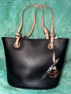 Excellent Condition Michael Kors Black Tote With Nude Straps and Gold Accents.