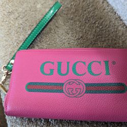 Gucci Green And Pink Pocket Book Bag Purse