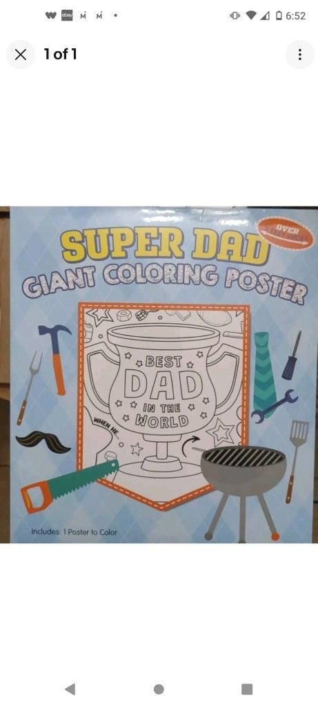 Super Dad Giant Coloring Design Poster 39.4” X 27.5” Group Coloring