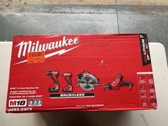 Milwaukee M18 18-Volt Brushless (4-Tools) w/ 2-Batteries, 1-Charger and Tool Bag