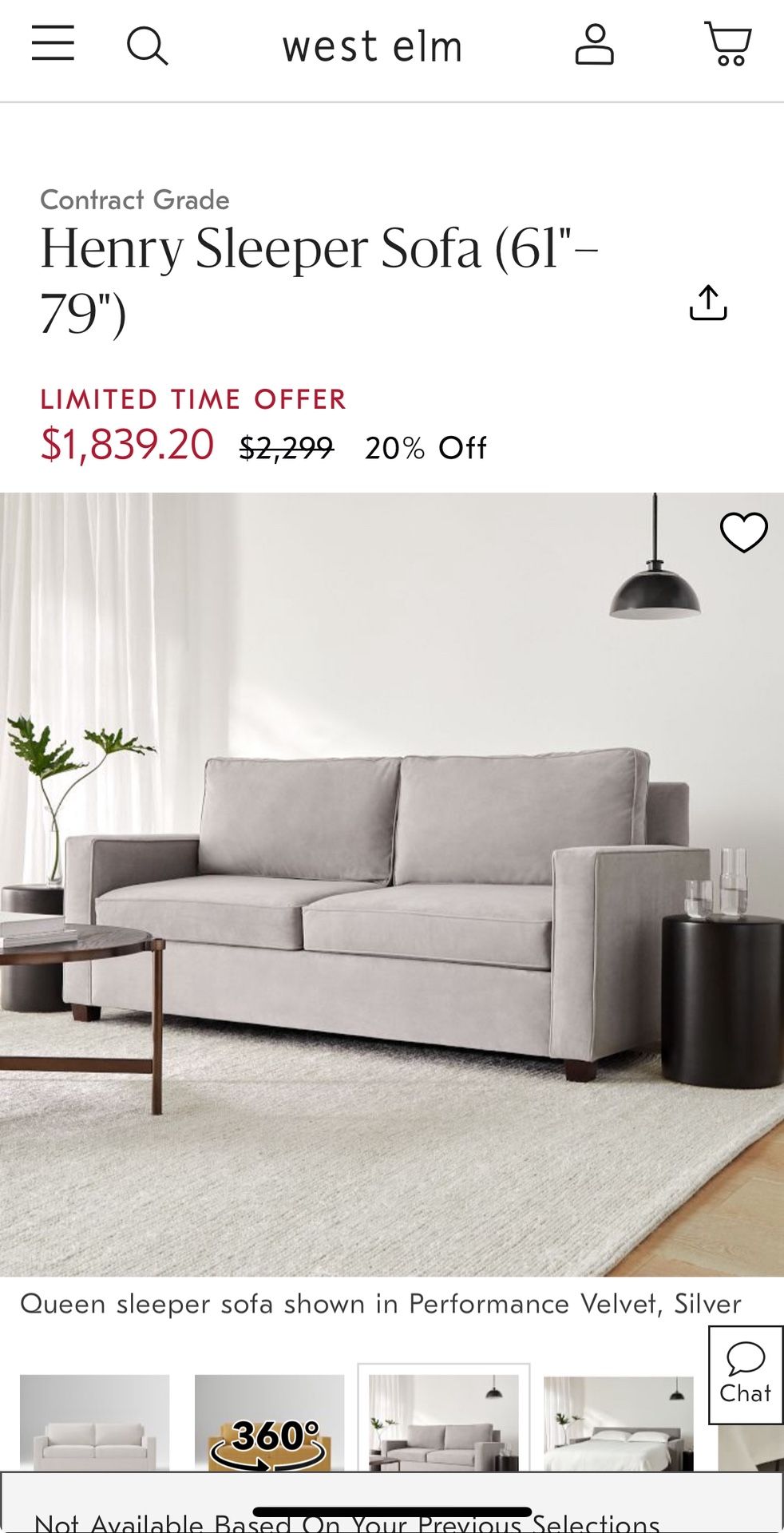 West Elm Henry Sleeper Sofa Queen