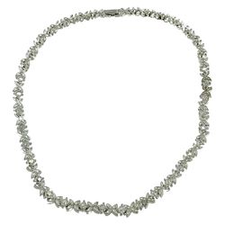 1980s Woman Chain Necklace, Accented Floral Link, Coker Collar, Bridal Prom Jewelry Accessory, Vintage Costume Jewelry Gift 