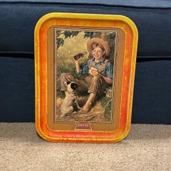 Vintage Coca Cola Tray- barefoot Boy 