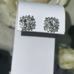 Baguette Diamond Cluster Earrings 