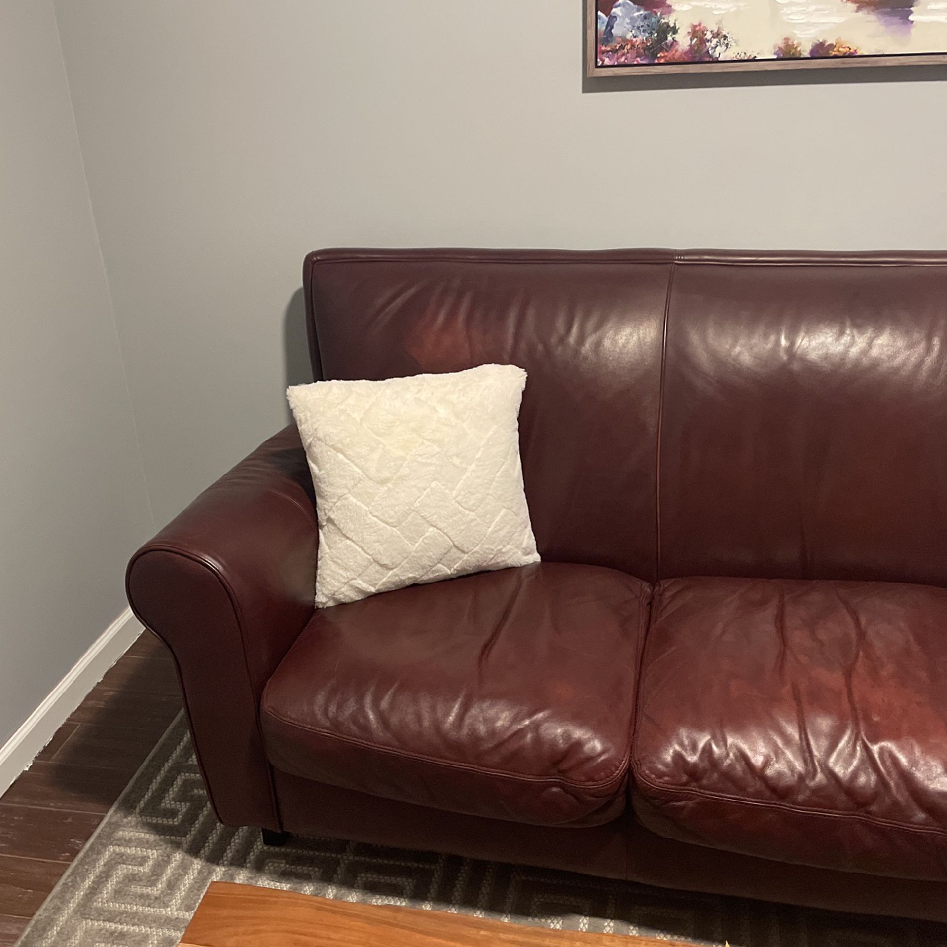 Brown Genuine Leather Sofa