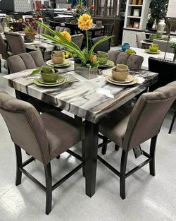 Counter height dining table set Chocolate color