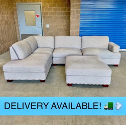Light Gray Costco L Sectional Couch Sofa w/Ottoman (DELIVERY AVAILABLE! 🚛💨)