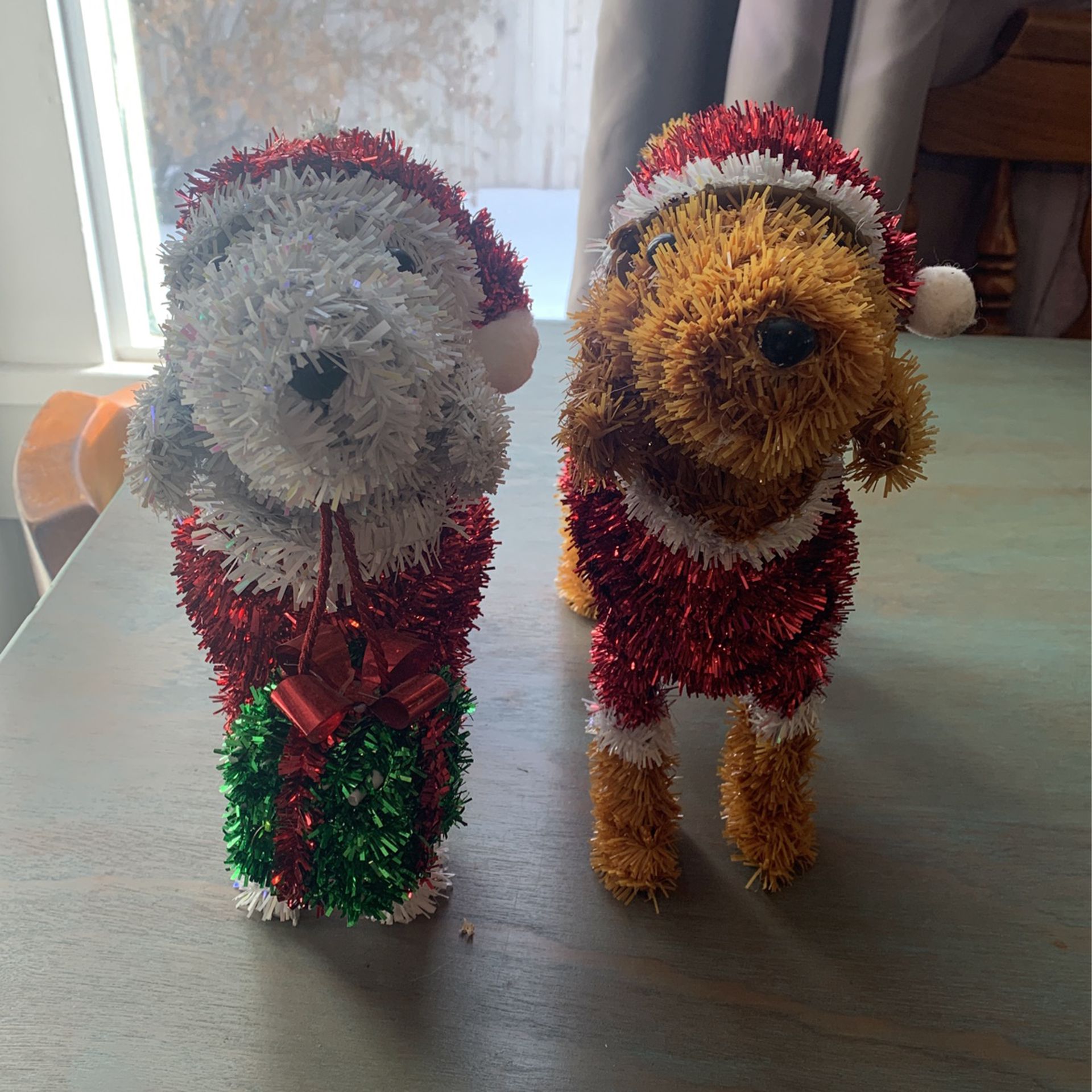 (2) 1’ Tall Puppy Christmas Decorations