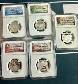 2014-S SILVER QUARTER 5-COIN SET NGC PF69 ULTRA CAMEO SEQUENTIAL CERTS