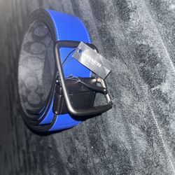 Coach Blue and Black Reversible Logo Belt