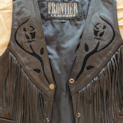 large women's leather vest