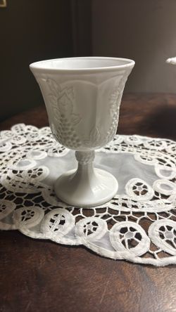 Vintage Indiana Colony White Milk, Glass Goblet Pattern