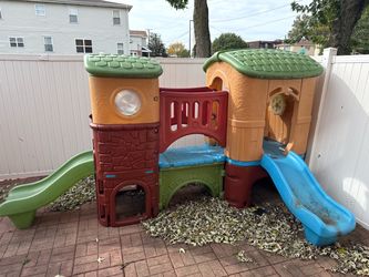 Kids Plastic Outdoor Playset with Two Slides