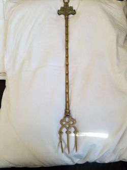 Vintage brass glouster cathedral toasting fork