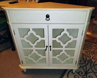 Heather Ann Creations Cream White Corner Accent Cabinet