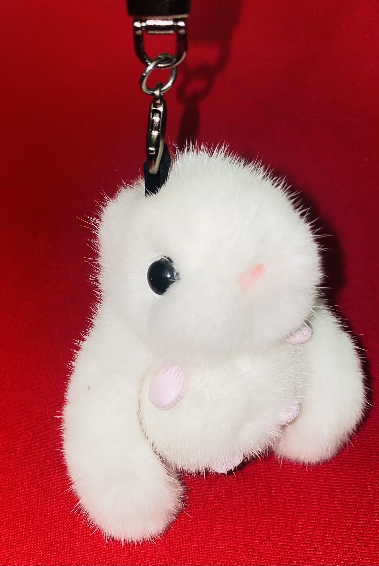 Real mink fur red long-eared rabbit high-end fur car keychain pendant school bag