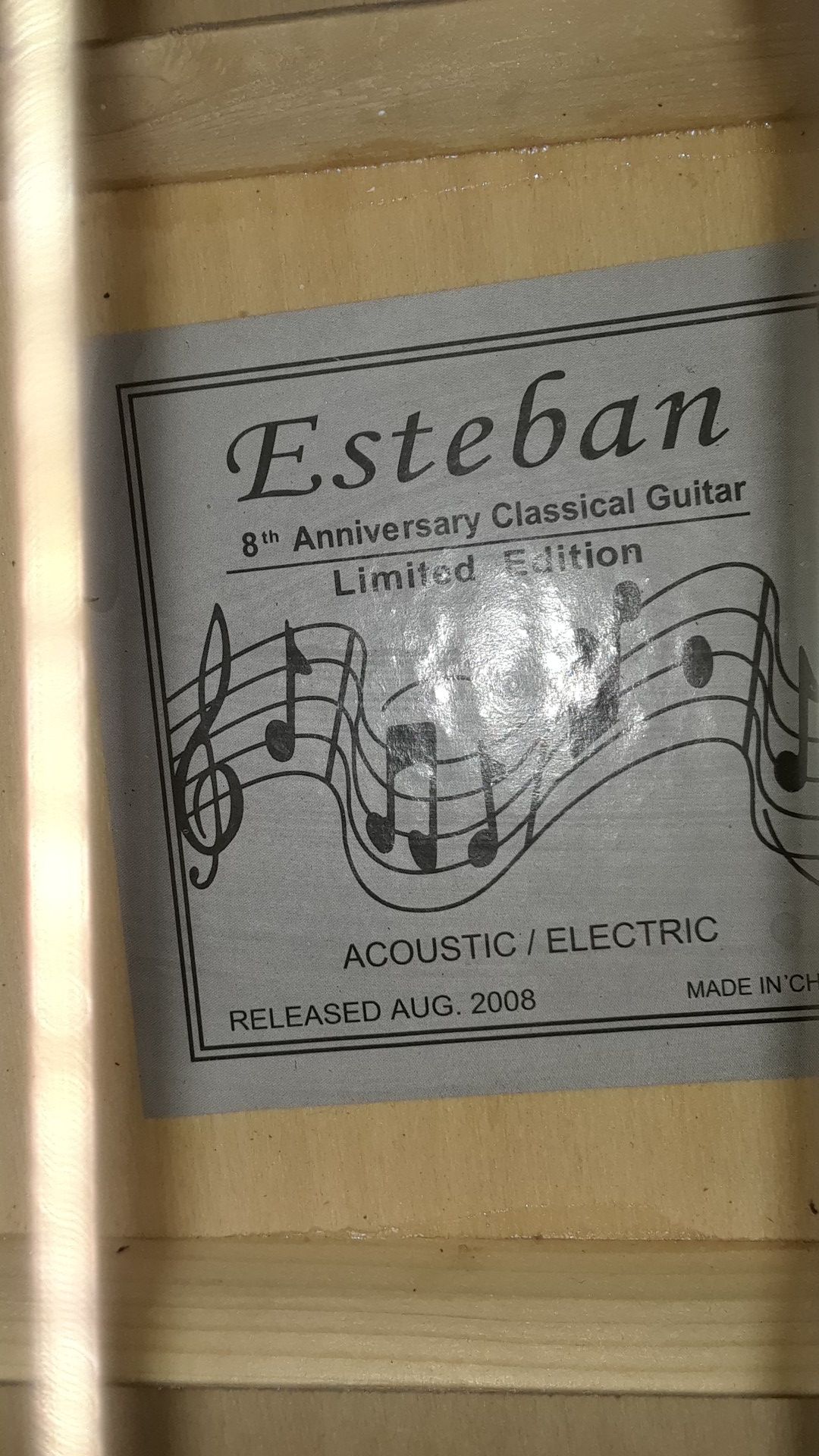 Esteban 8th anniversary classic guitar limited edition acoustic-electric but electric box has been taken out