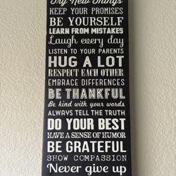 Family Rules Wall Hanging. Canvess Mounted 