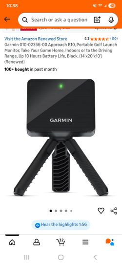 Garmin 010-02356-00 Approach R10, Portable Golf Launch Monitor, Take Your Game Home, Indoors or to the Driving Range, Up 10 Hours Battery Life, Black,