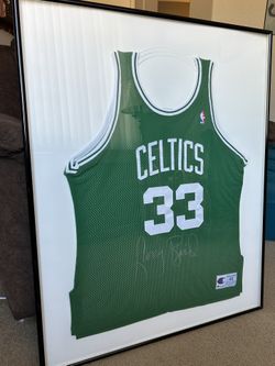 Early 1990s Larry Bird Signed Jersey, Framed. 