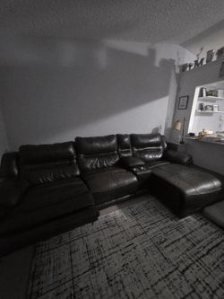 Brown REAL Leather Electric Reclining Sectional - FREE DELIVERY