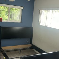 Black Wood Queen Bed Frame – Solid & Stylish