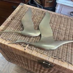 Vintage Brass Birds Wall Hanging Artwork 